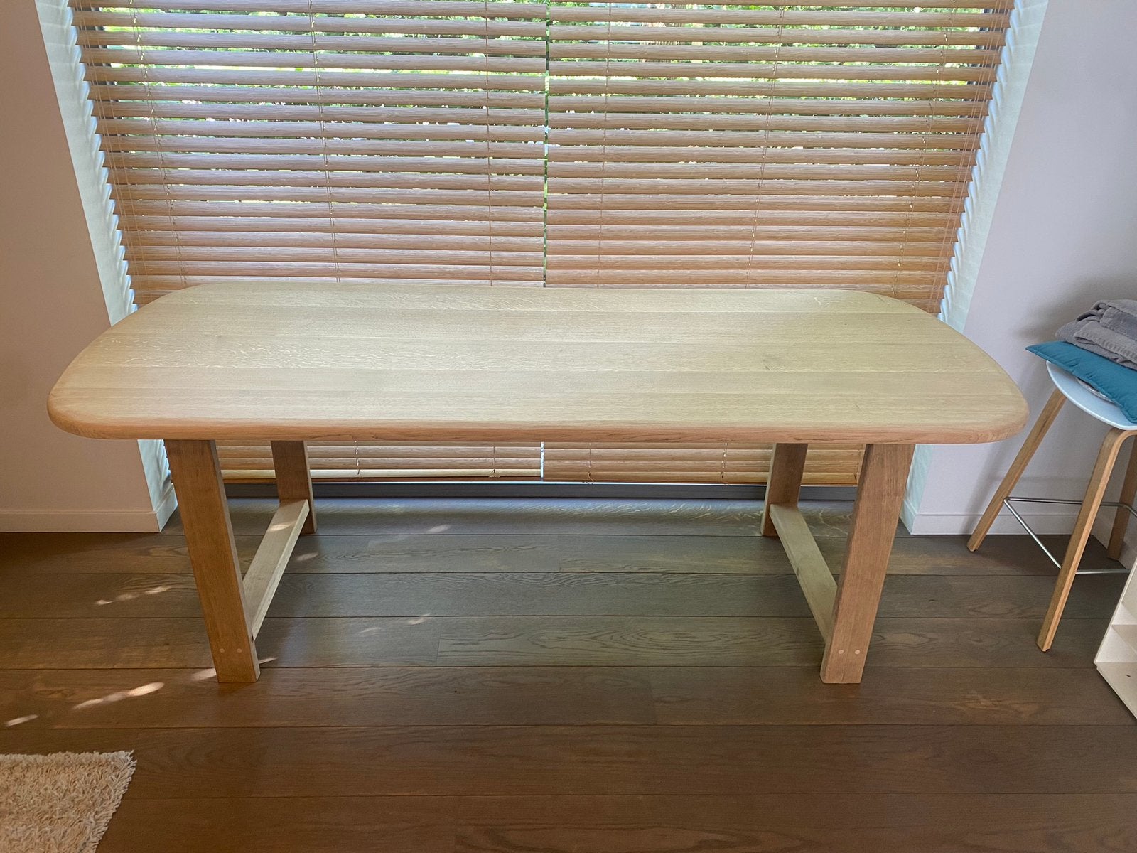 Stevige tafel uit eik, eettafel of bureau 210 cm lang, Huis en Inrichting, Ophalen, Eikenhout, 200 cm of meer, 50 tot 100 cm