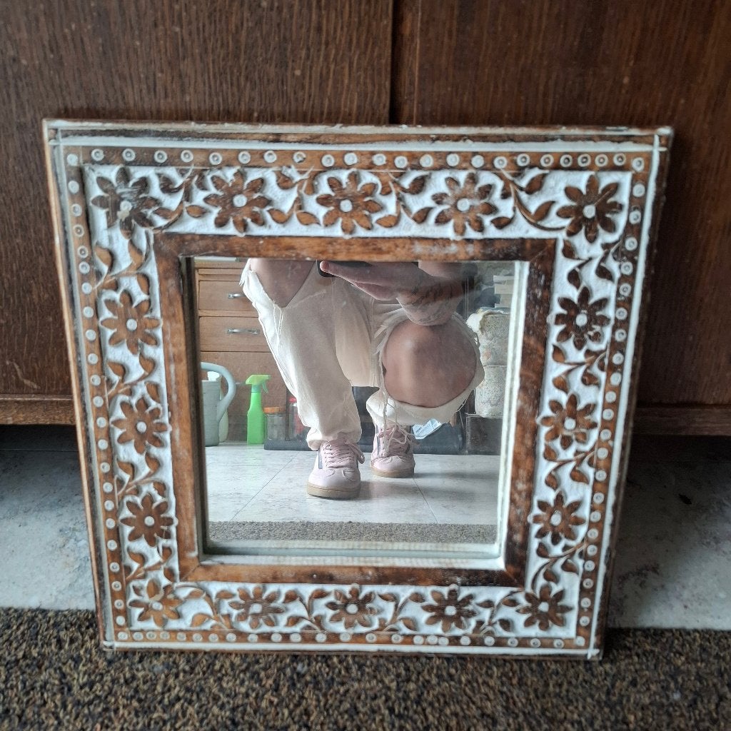 Petit miroir carré - cadre en bois, Enlèvement, Carré, Moins de 50 cm, Moins de 100 cm