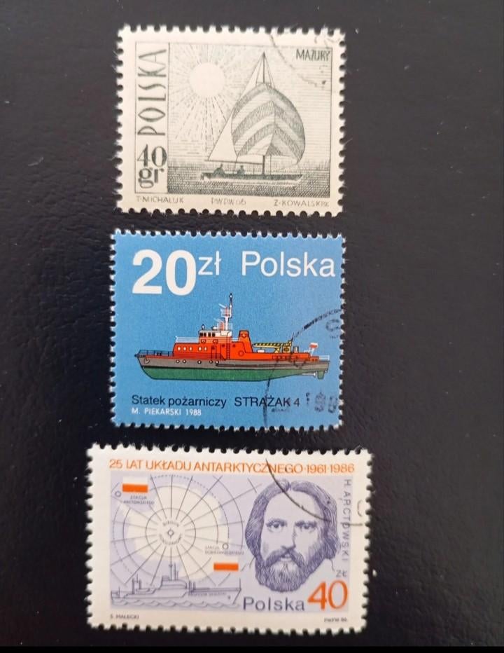 Lot of 3 CTO stamps from Poland - ships, Timbres & Monnaies, Timbres | Antilles néerlandaises, Envoi
