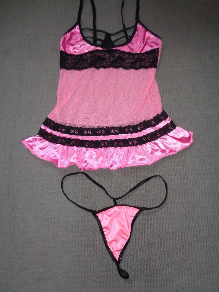 nachthemdje met string, Verzenden, Roze, Setje