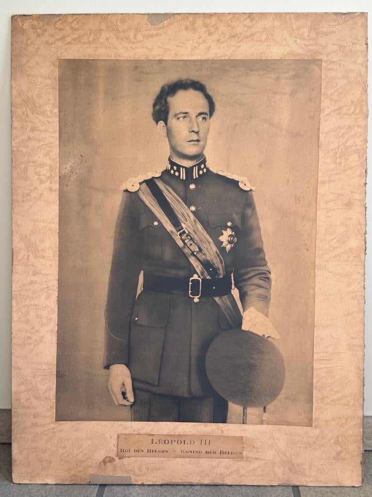 Prent Koning Leopold III - ca 1934 - h. 71,5 cm - br. 54 cm, Verzamelen, Ophalen, Prent
