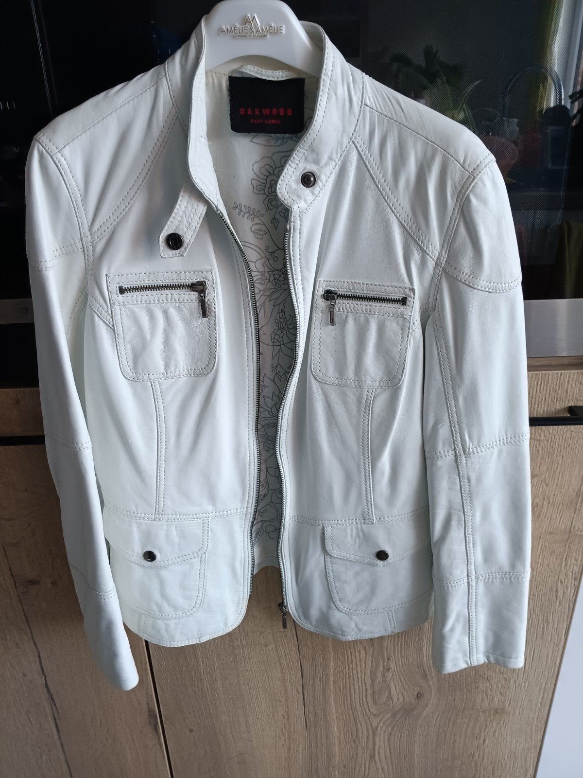 prachtige leren jas Oakwood L 38, 40, Maat 38/40 (M), Wit, Ophalen of Verzenden, Zo goed als nieuw