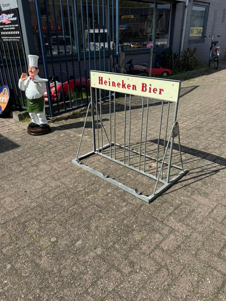Heineken Bier oud reclame fietsenrek, Verzamelen, Ophalen, Gebruikt, Reclamebord, Plaat of Schild, Heineken