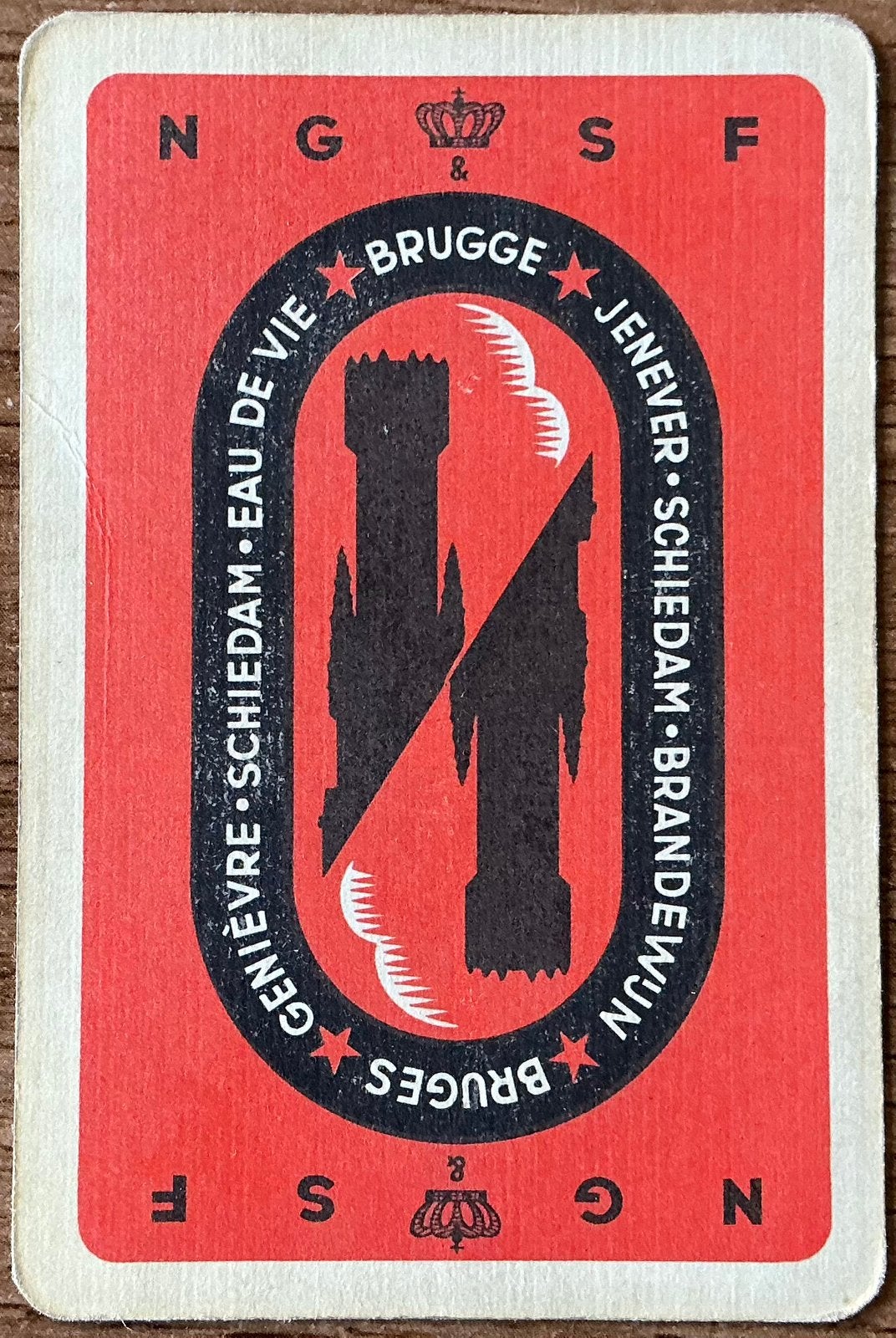 Carte à jouer JENEVER/SCHIEDAM/BRANDY/BRUGES, Enlèvement ou Envoi, Comme neuf, Carte(s) à jouer