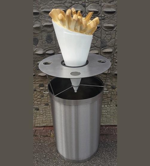 Table à frites/poubelle  acier inoxydable avec sac à frites