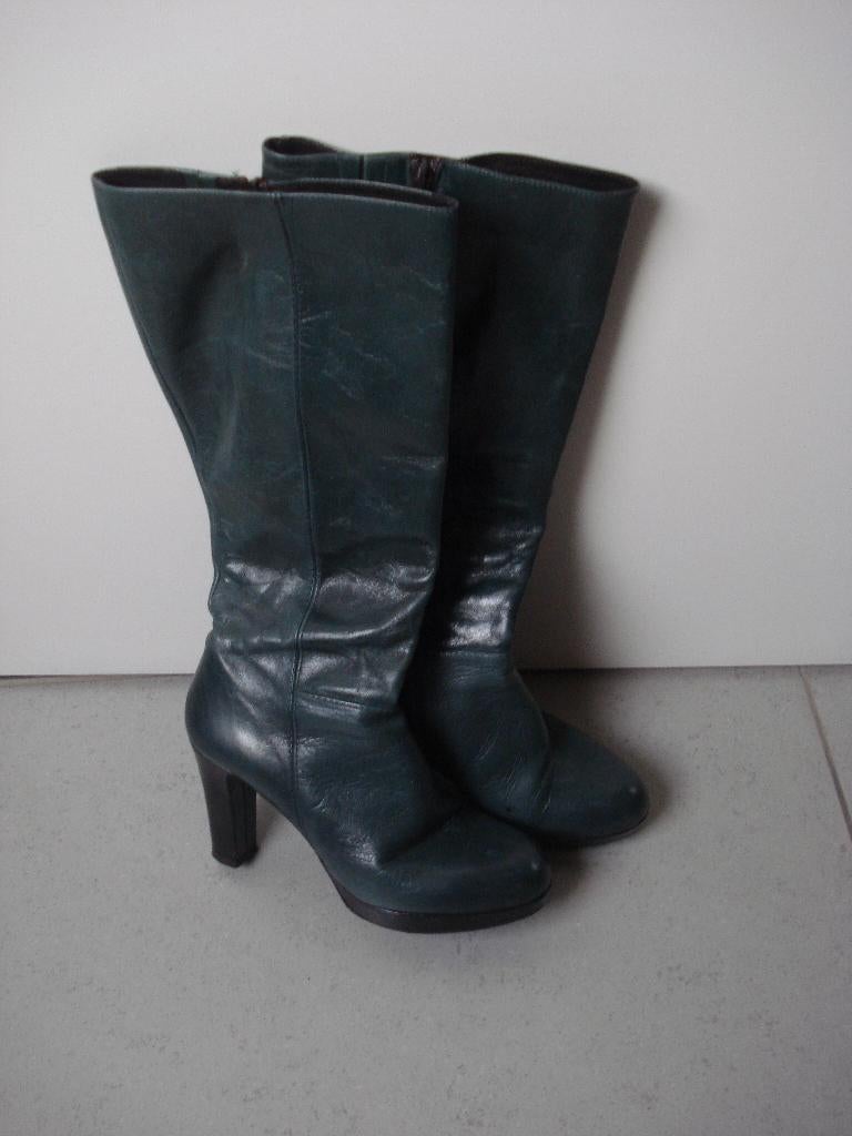Zinda groene laarzen, dames. mt 37, Hoge laarzen, Ophalen of Verzenden, Zinda, Gedragen