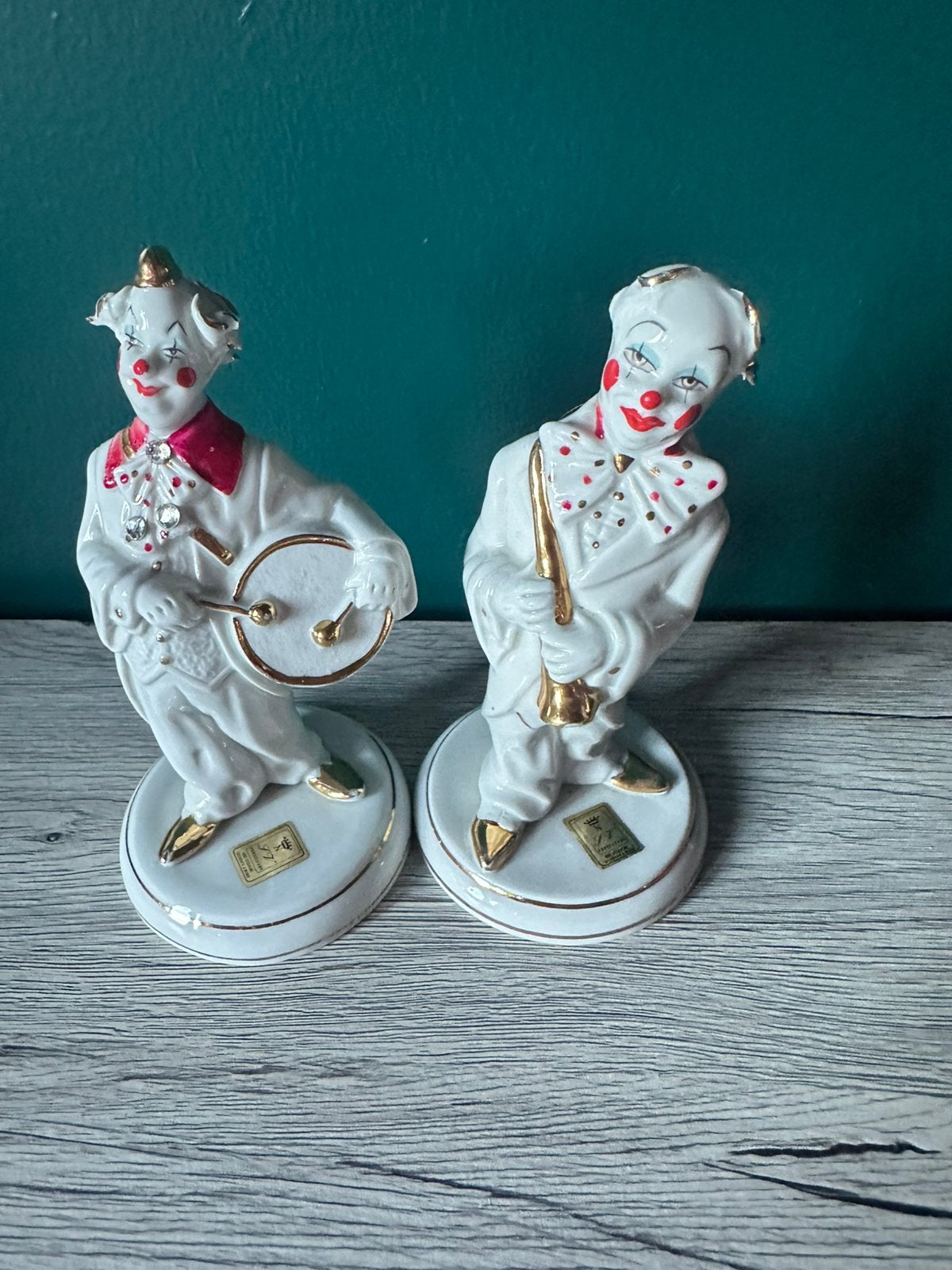 Vintage porseleinen clownbeeldjes handgeschilderd, Ophalen of Verzenden