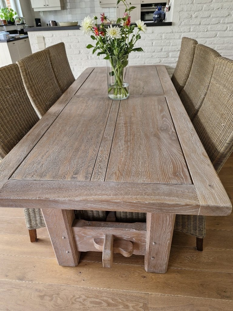 Tafel met 6 stoelen, Ophalen, Gebruikt, Eikenhout, 200 cm of meer