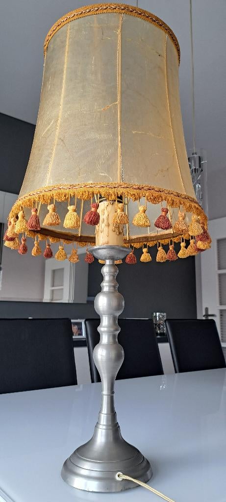 vintage tinnen lamp met lampenkap, Ophalen