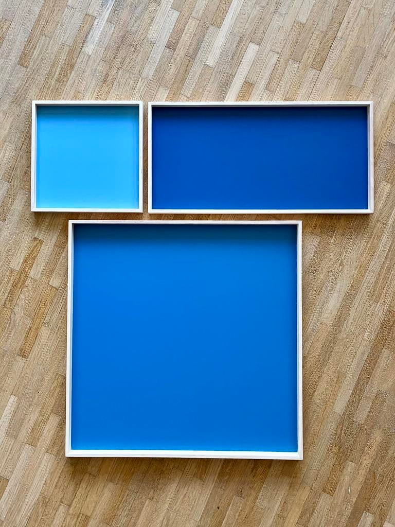 Lot de 3 plateaux bleus Nomess Copenhagen, Enlèvement, Neuf, Carré, Bois