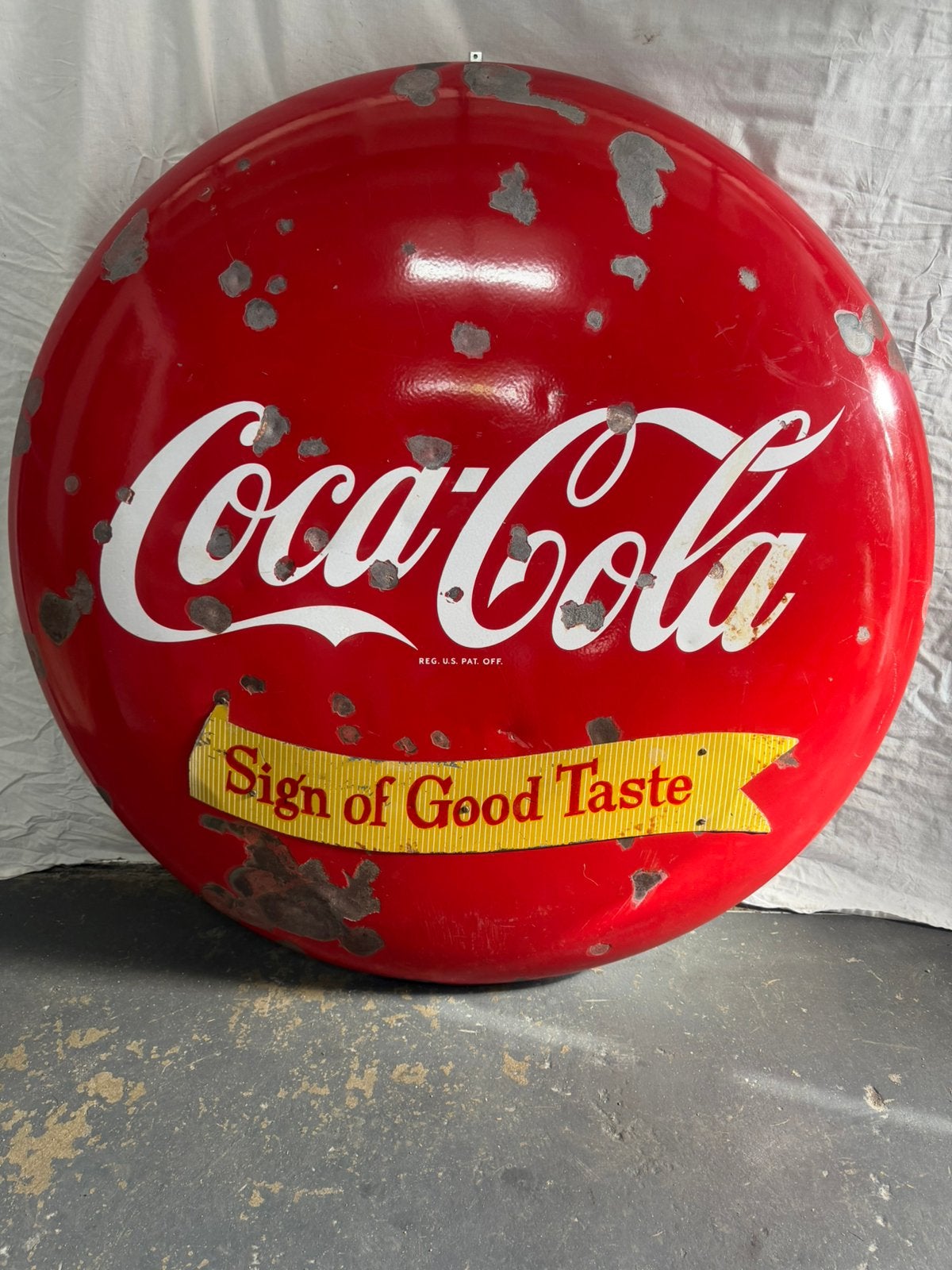 Coca Cola Emaille Button XXXXL 125 cm, Ophalen, Gebruikt