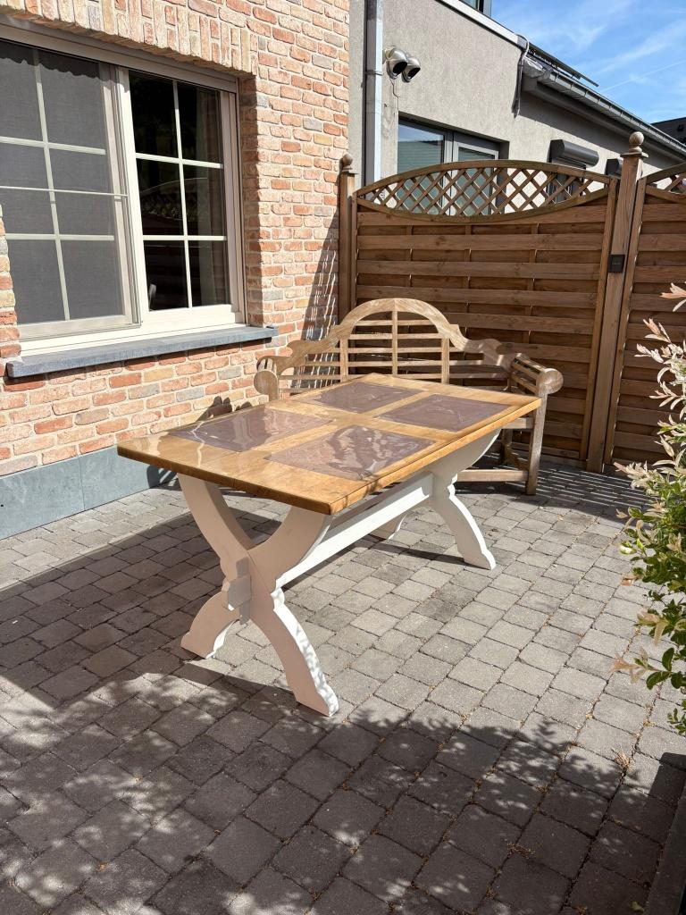 Prachtige eiken eettafel te koop + 4 gratis eetstoelen, Quatre personnes, Landelijk, Enlèvement, Utilisé