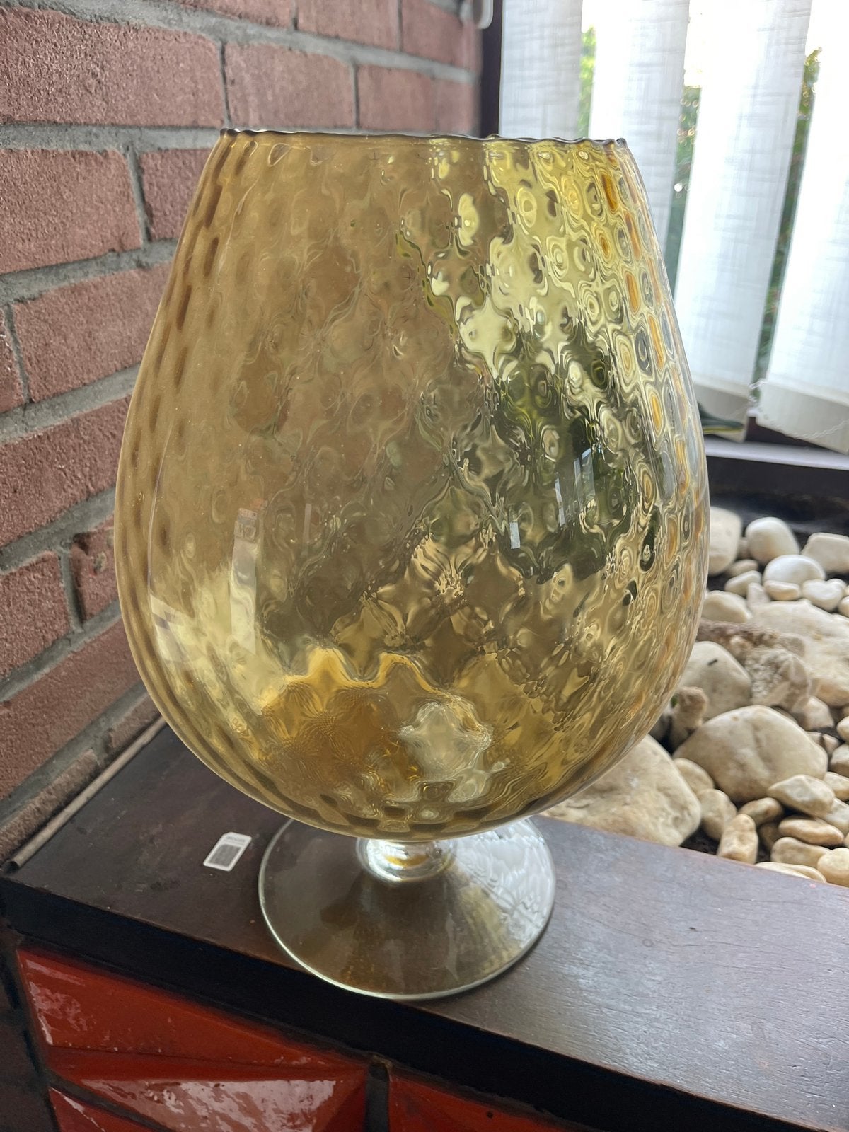 Vintage Empoli Amber Glazen Cognacbalon Vaas – Jaren 60/70, Huis en Inrichting, Woonaccessoires | Vazen, Ophalen, Zo goed als nieuw