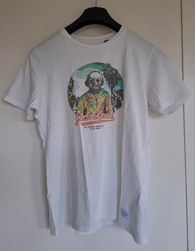 Wit T-shirt Jack & Jones maat 176 of 16 jaar, Kinderen en Baby's, Ophalen of Verzenden, Zo goed als nieuw, Jack & Jones, Jongen