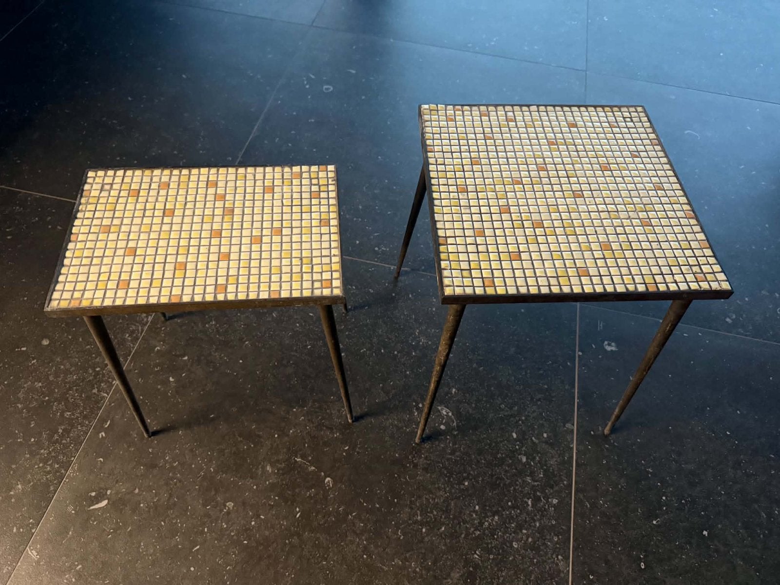 Mozaïek bijzettafels vintage (jaar 50/60), Ophalen, Gebruikt, Vintage