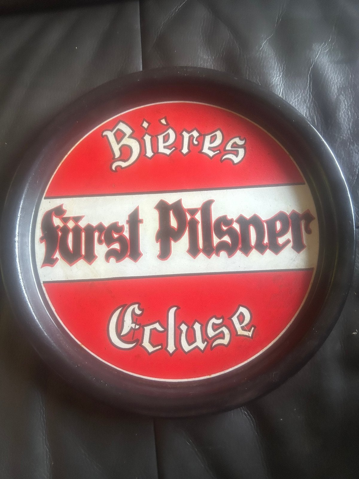 Emaille plateau bieres furst pilsner ecluse, Ophalen, Gebruikt, Reclamebord, Plaat of Schild, Overige merken