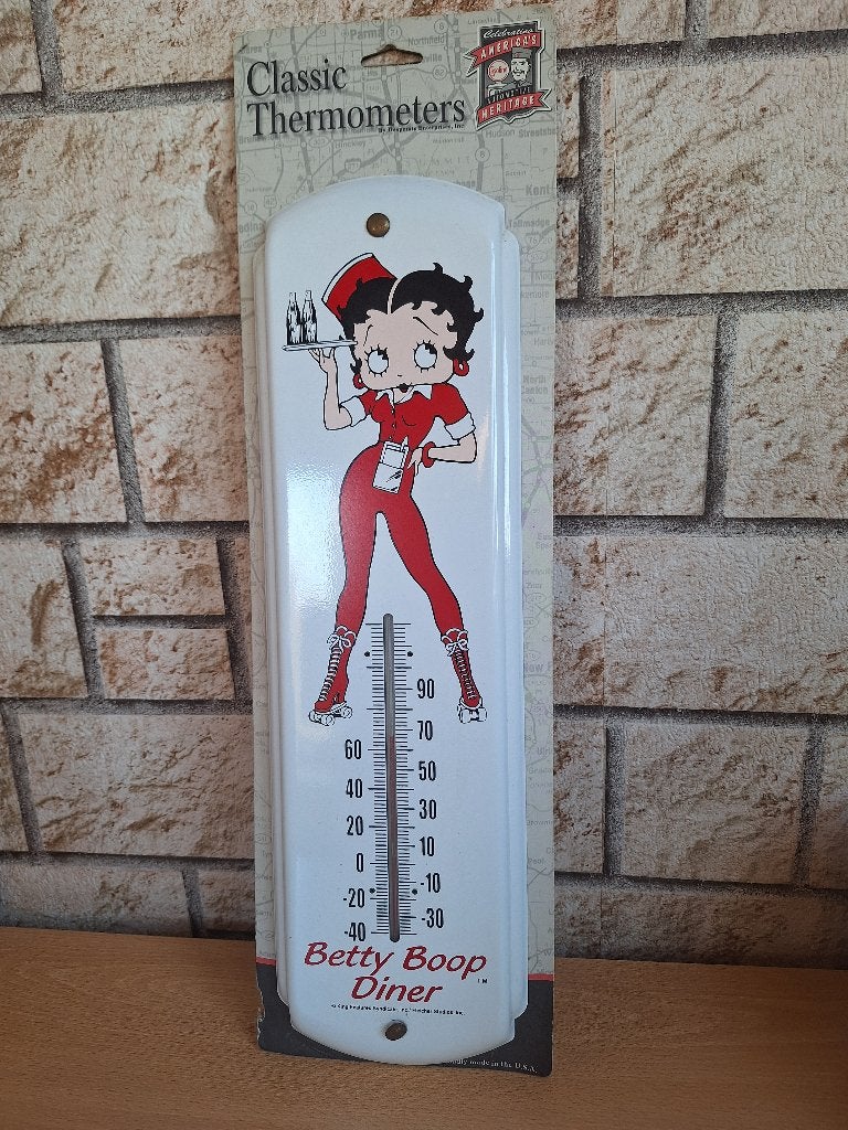 Betty Boop vintage metalen thermometer uit de jaren 90, Ophalen of Verzenden, Nieuw, Mens