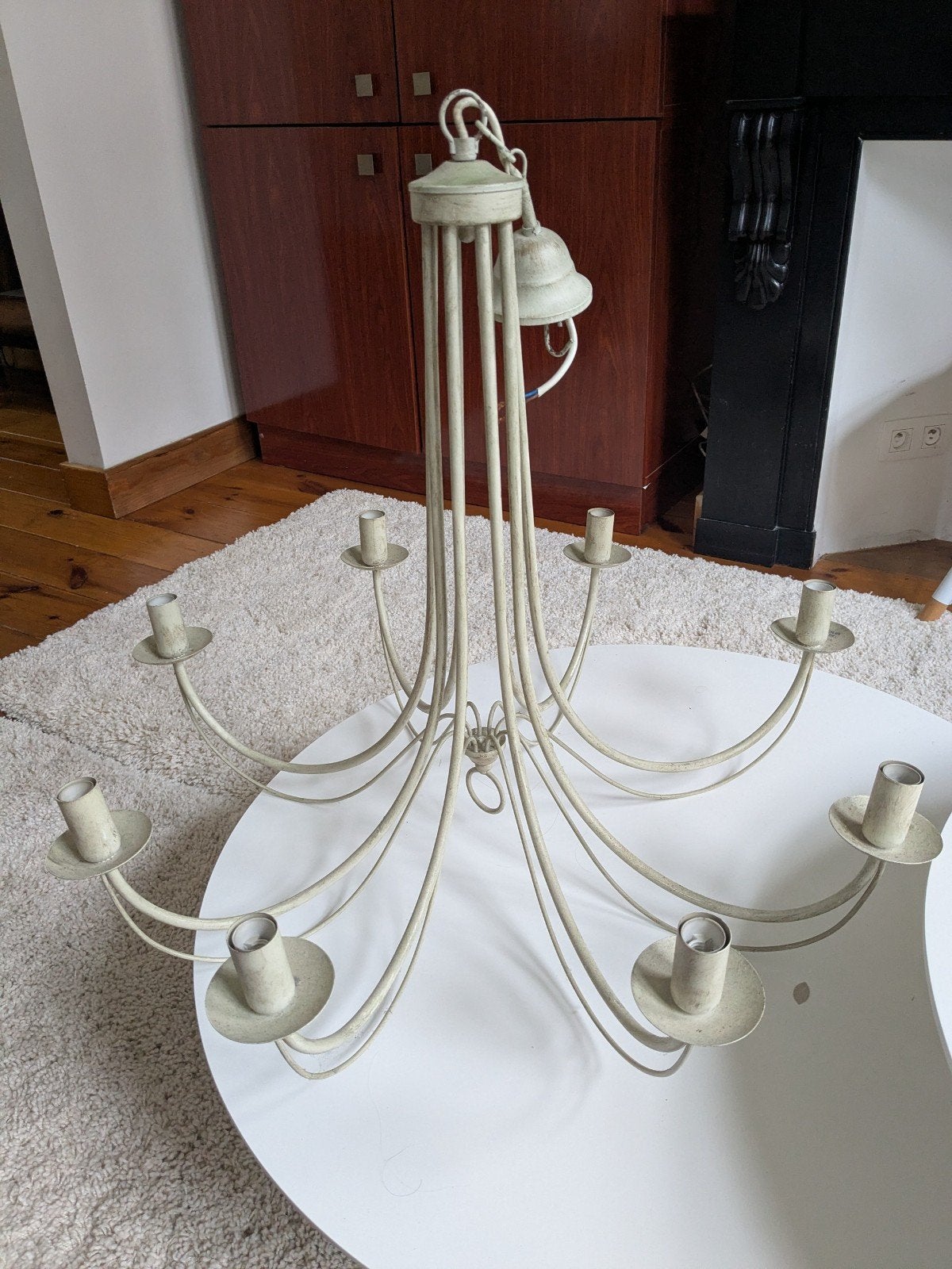 Luster met 8 armen, Ophalen, Gebruikt, Country, E14 (klein)