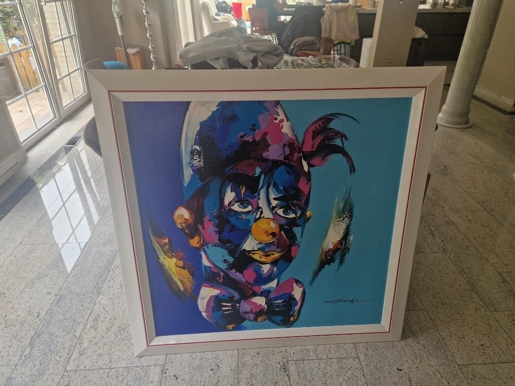 Clown – Grangié – Groot formaat – Modern expressionisme, Antiek en Kunst, Ophalen, Ingelijst