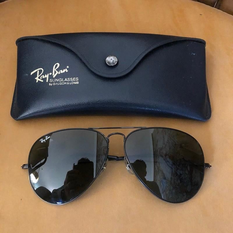 Zeldzame Vintage Ray-Ban Black Aviator 62 mm zonnebril A4, Zonnebril, Zwart, Ophalen of Verzenden, Zo goed als nieuw