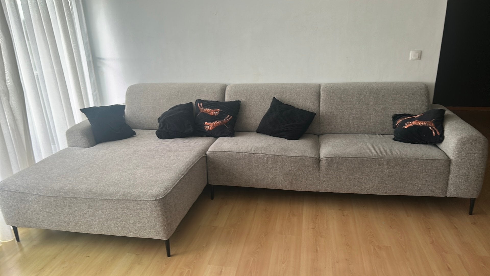 Grijze Zetel, Huis en Inrichting, Ophalen, Miderne stijl, 250 tot 300 cm, Hoekbank