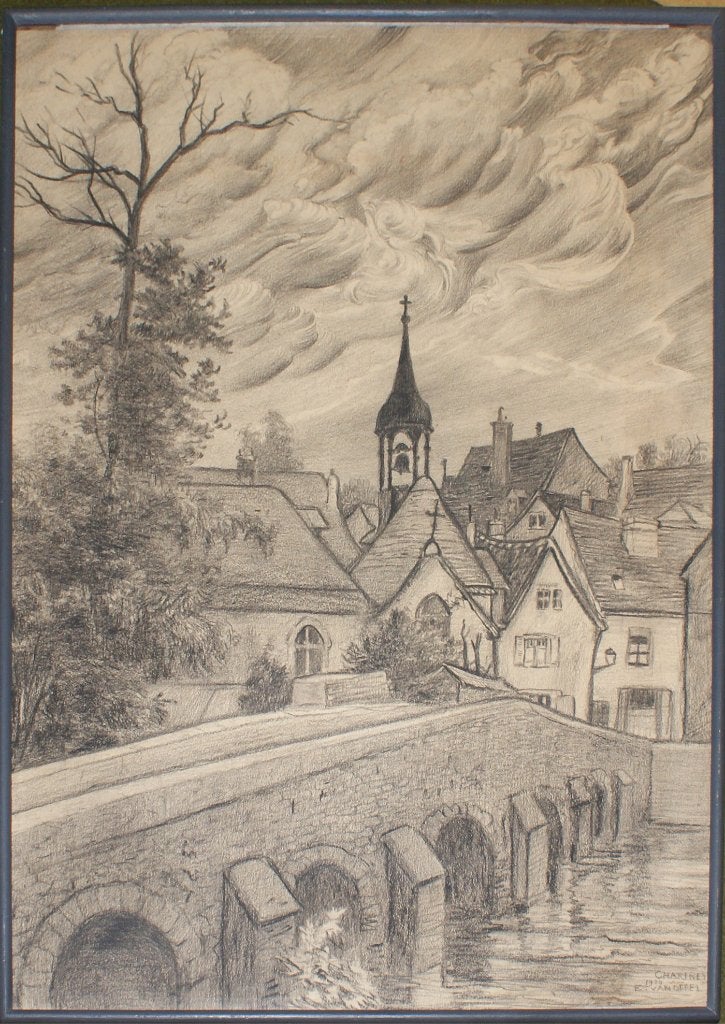 Edmond Van Offel (1871-1959): Chartres 1930 (34 x 46 cm), Enlèvement ou Envoi, Daté, Dessin