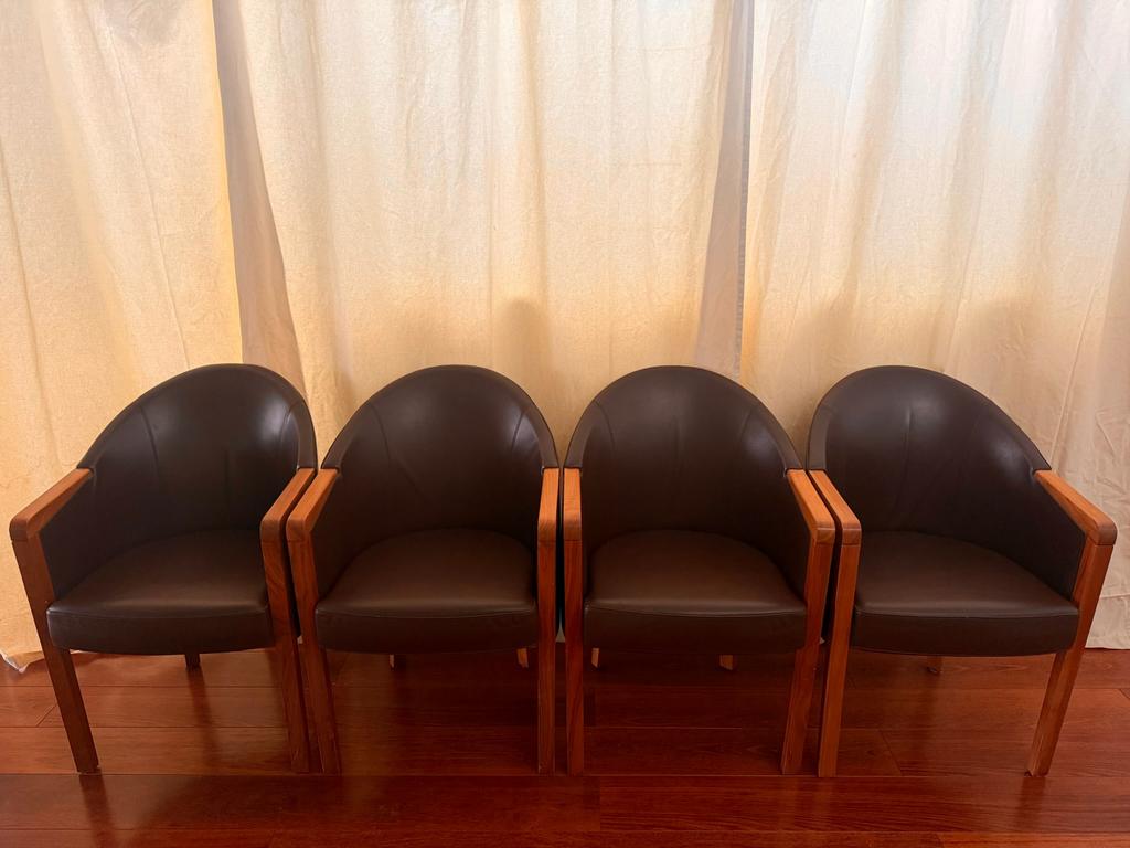 Ensemble x4 Fauteuils POLTRONA FRAU en Cuir (Made in Italy), Enlèvement, Comme neuf, Cuir