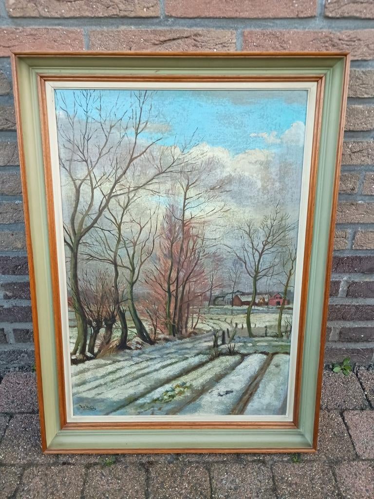 Schilderij winterlandschap 68 x 48cm, Ophalen