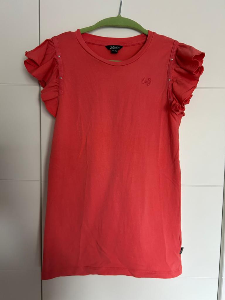 Little miss Juliette shirt koraal maat 146/152, Kinderen en Baby's, Kinderkleding | Maat 146, Ophalen of Verzenden, Zo goed als nieuw