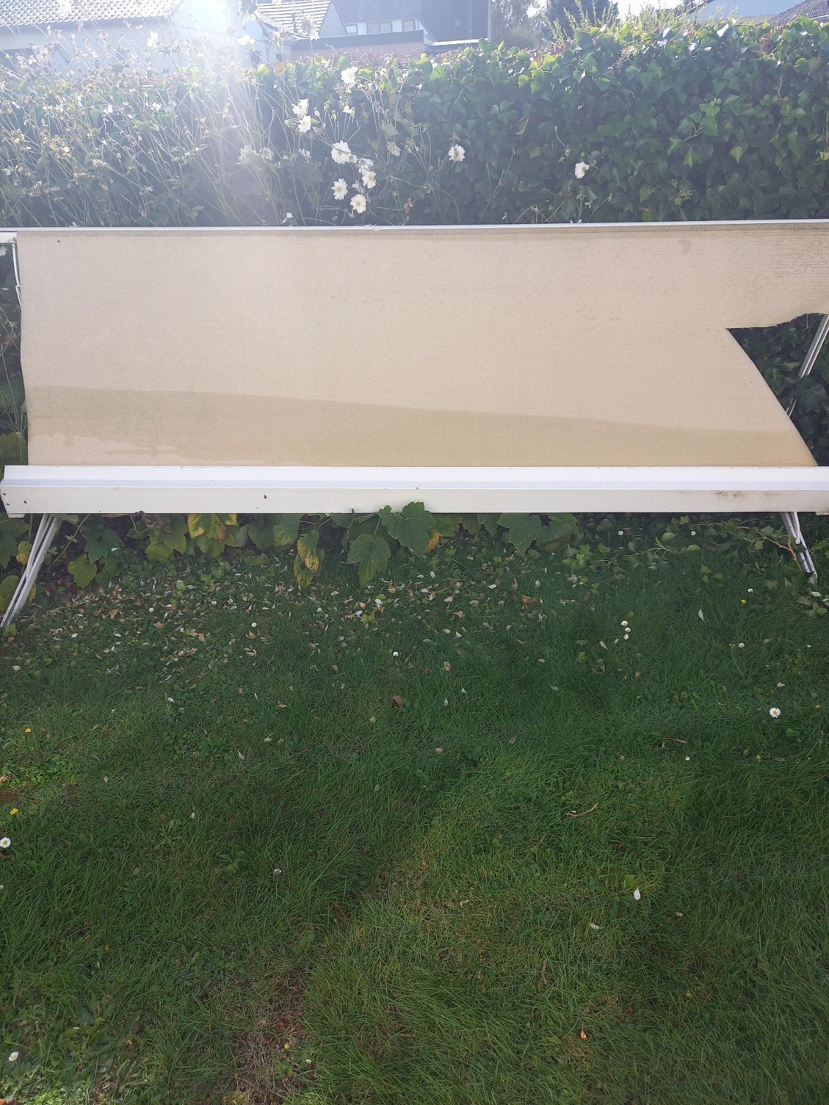 STORE DE FAÇADE À RÉPARER 2,80M TOILE A REMPLACER ET CROCHET, Jardin & Terrasse, Enlèvement, Utilisé, 250 cm à 450 cm, Store à projection