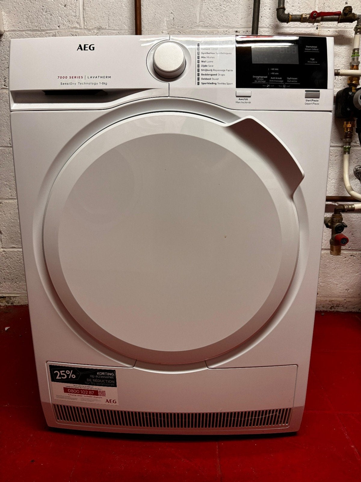 AEG Washing Machine + Dryer, 1200 à 1600 tours, 85 à 90 cm, Programme court, Chargeur frontal