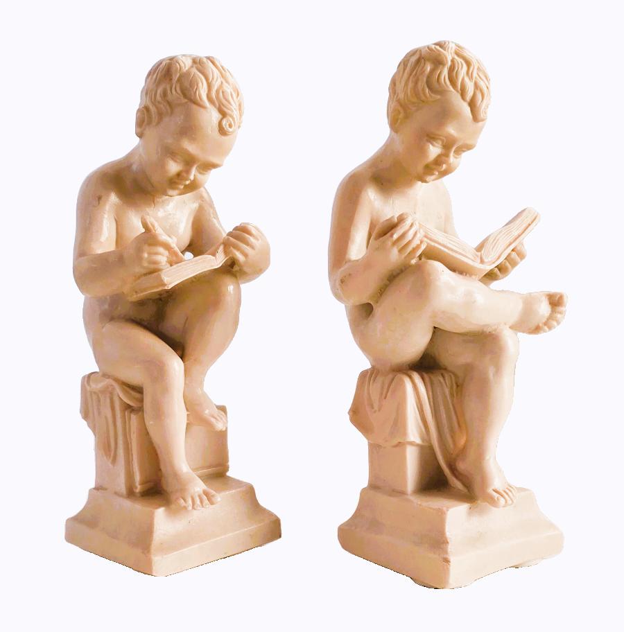 Deux statues Putti/Cherubins en marbre., Antiquités & Art, Enlèvement ou Envoi