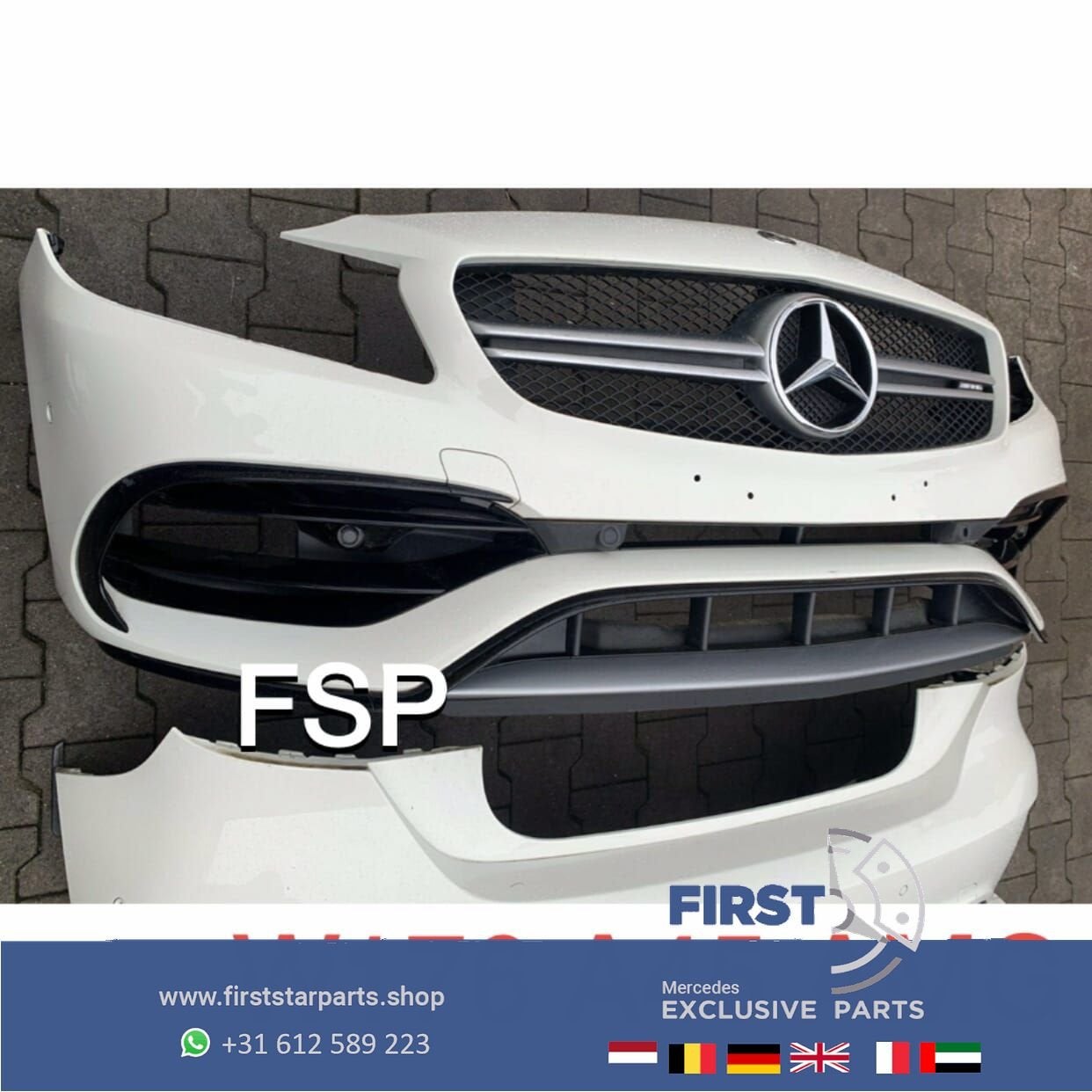 W176 FACELIFT A45 AMG VOORBUMPER + ACHTERBUMPER + ZIJSKIRTS, Gebruikt, -, Ophalen of Verzenden, Bumper
