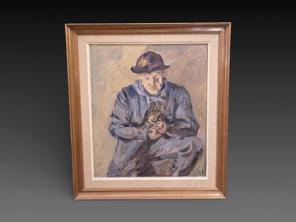 Hector Chavepeyer (1891-1967) mineur à la lampe à huile, Enlèvement ou Envoi