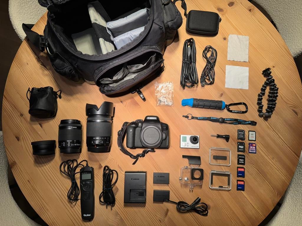 Canon 750D + GoPro + Accessoires, Audio, Tv en Foto, Ophalen, Spiegelreflex, Canon, Zo goed als nieuw