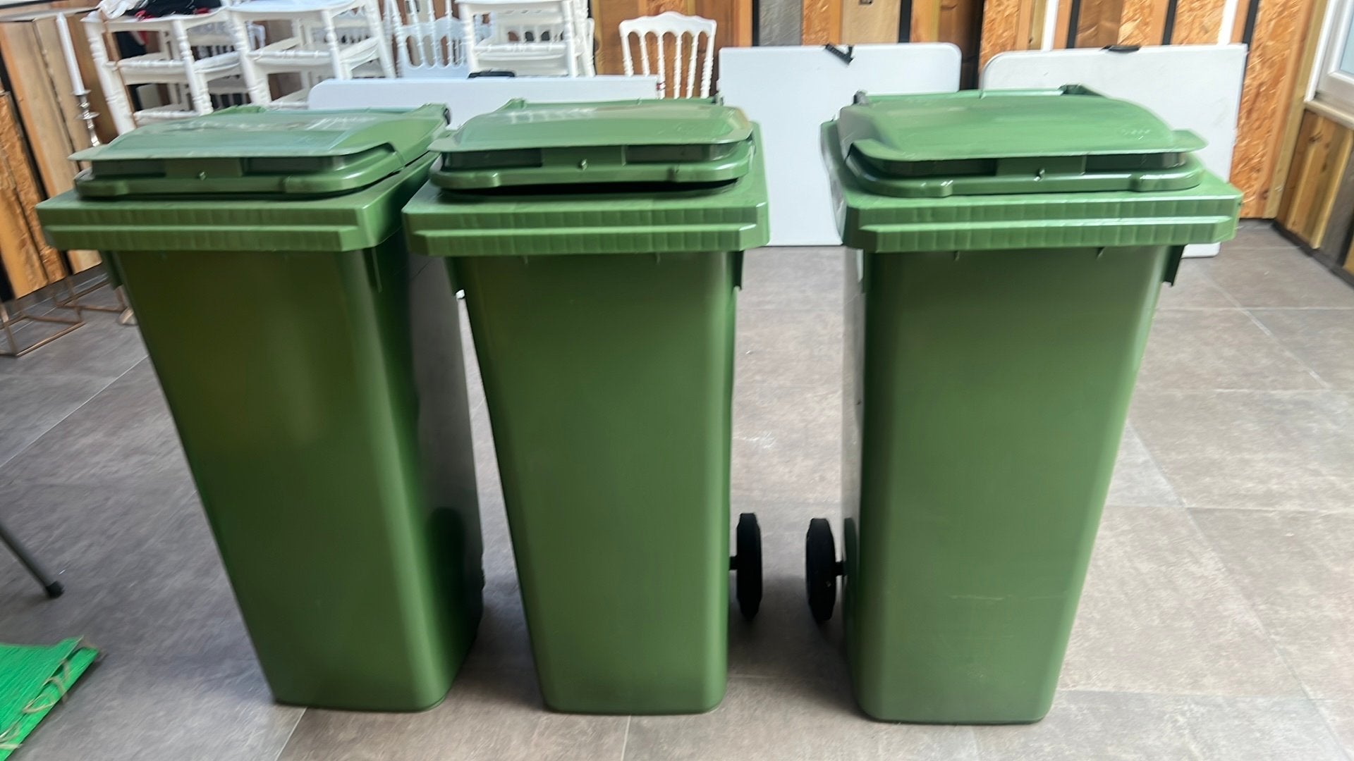 3 groene vuilbakken / afvalcontainers – ongebruikt, Huis en Inrichting, Woonaccessoires | Prullenbakken, Ophalen, Zo goed als nieuw