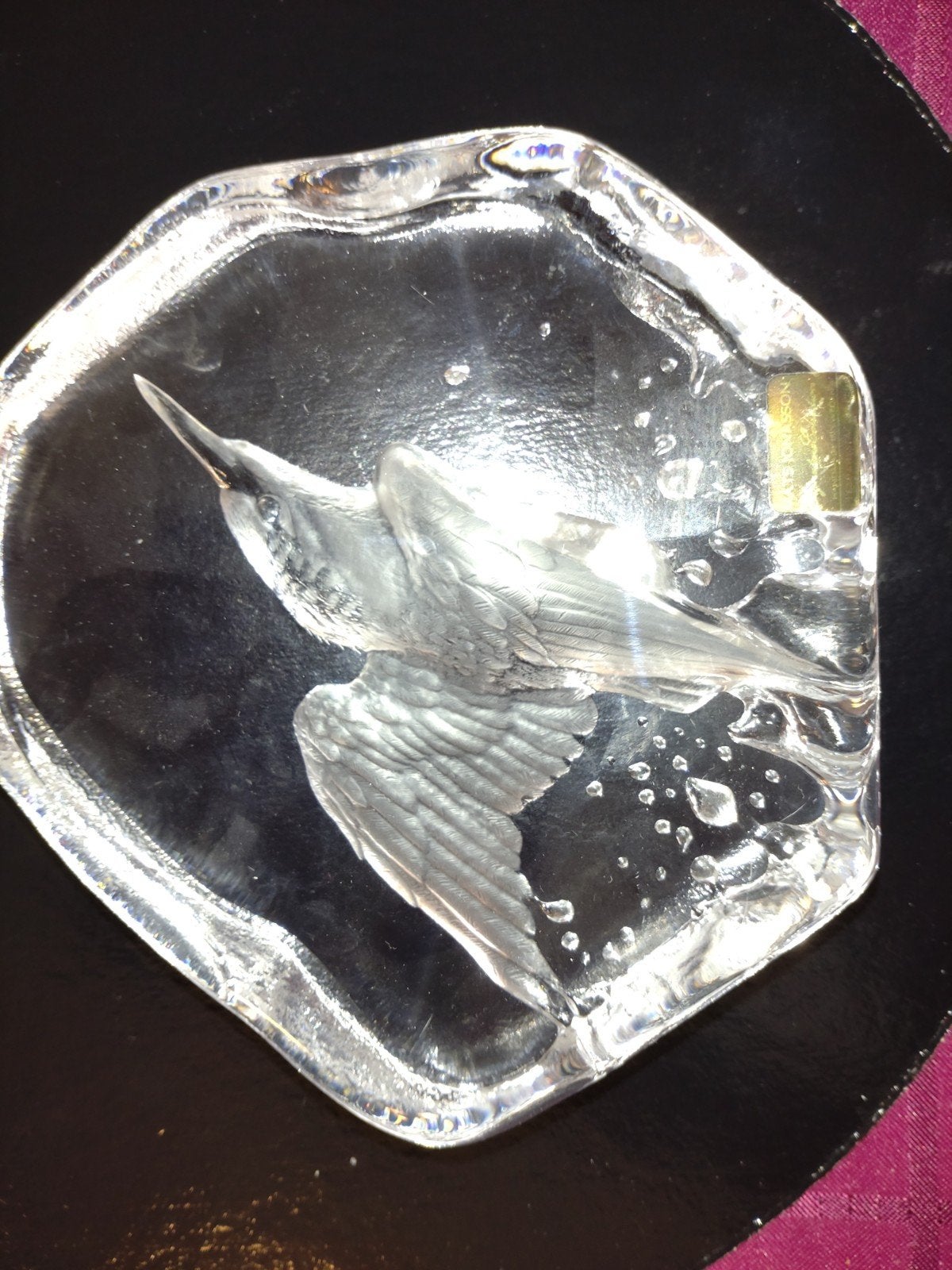 Glassculptuur Mats Jonasson Ijsvogel, Ophalen