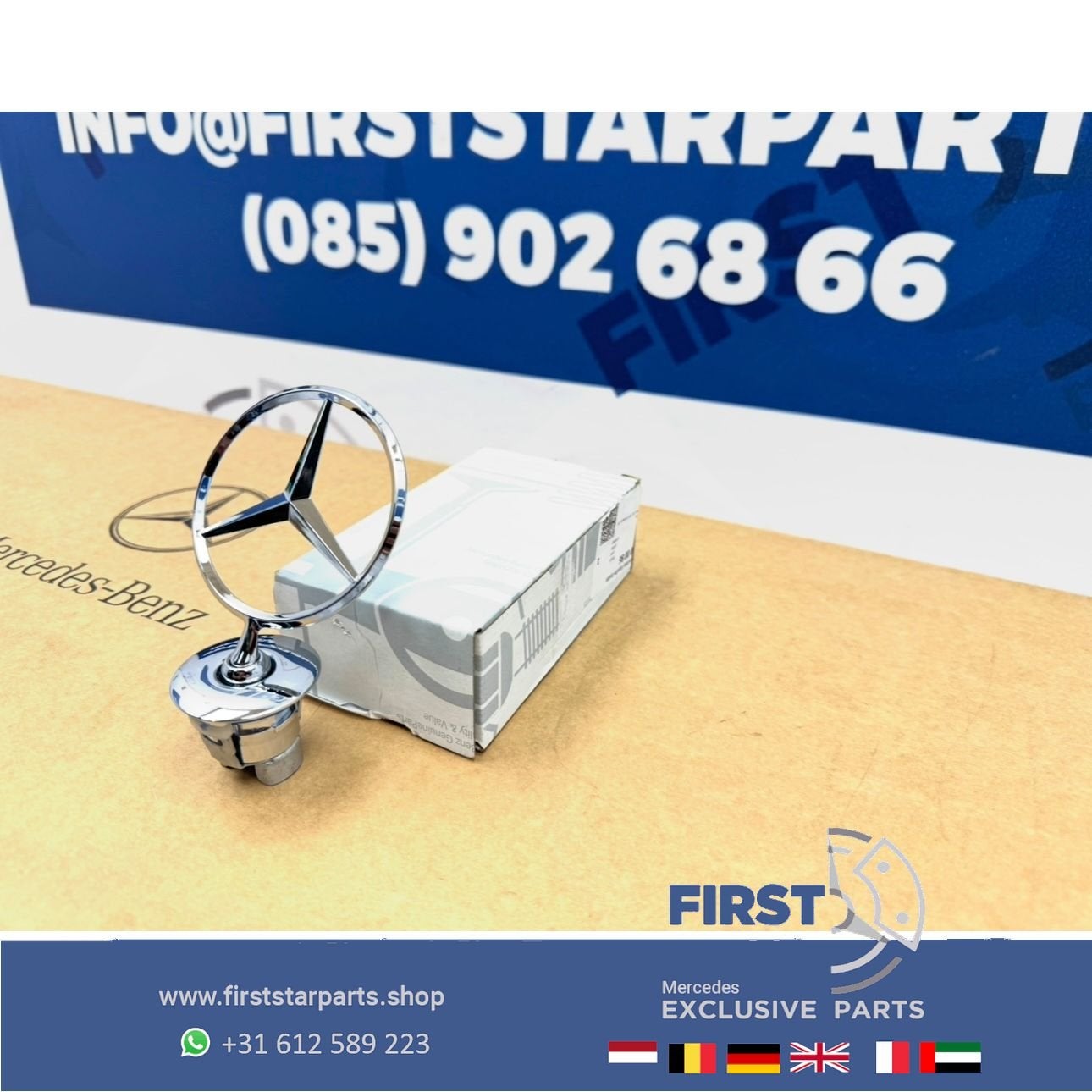 Mercedes STAANDE STER CHROOM motorkap logo embleem METAAL AM, Auto-onderdelen, Gebruikt, -, Ophalen of Verzenden, -