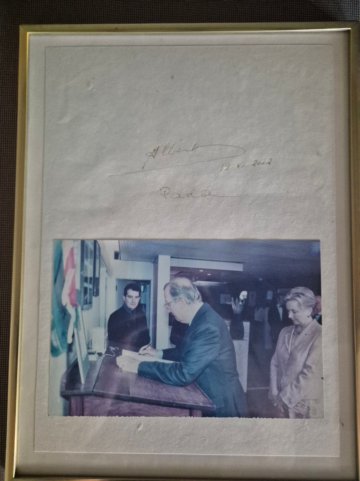 officiële handtekening koningin Paola en koning Albert 2002, Antiek en Kunst, Ophalen of Verzenden