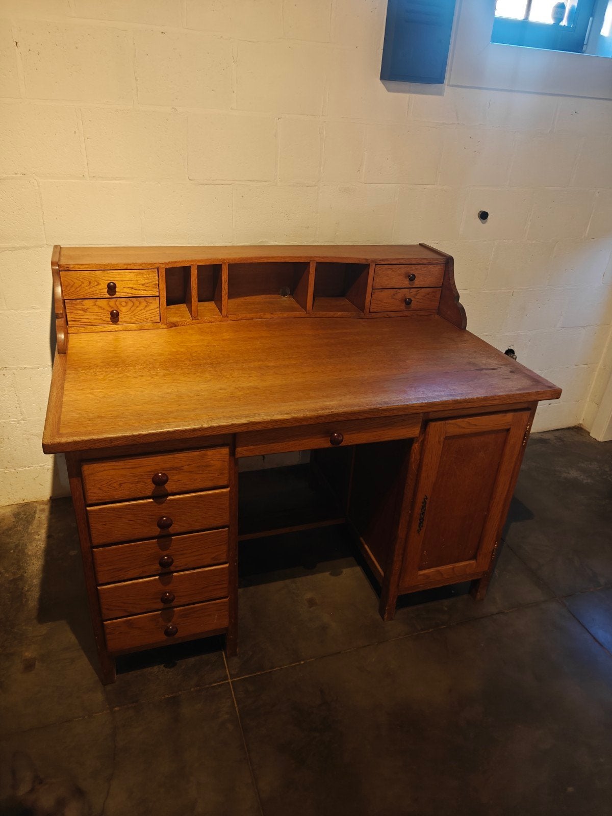 Eiken bureau meubel, Ophalen, Gebruikt