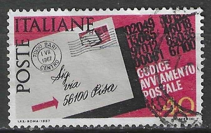 Italie 1967/1968 - Yvert 979 - Codes postaux - 40 l. (ST), Envoi, Affranchi