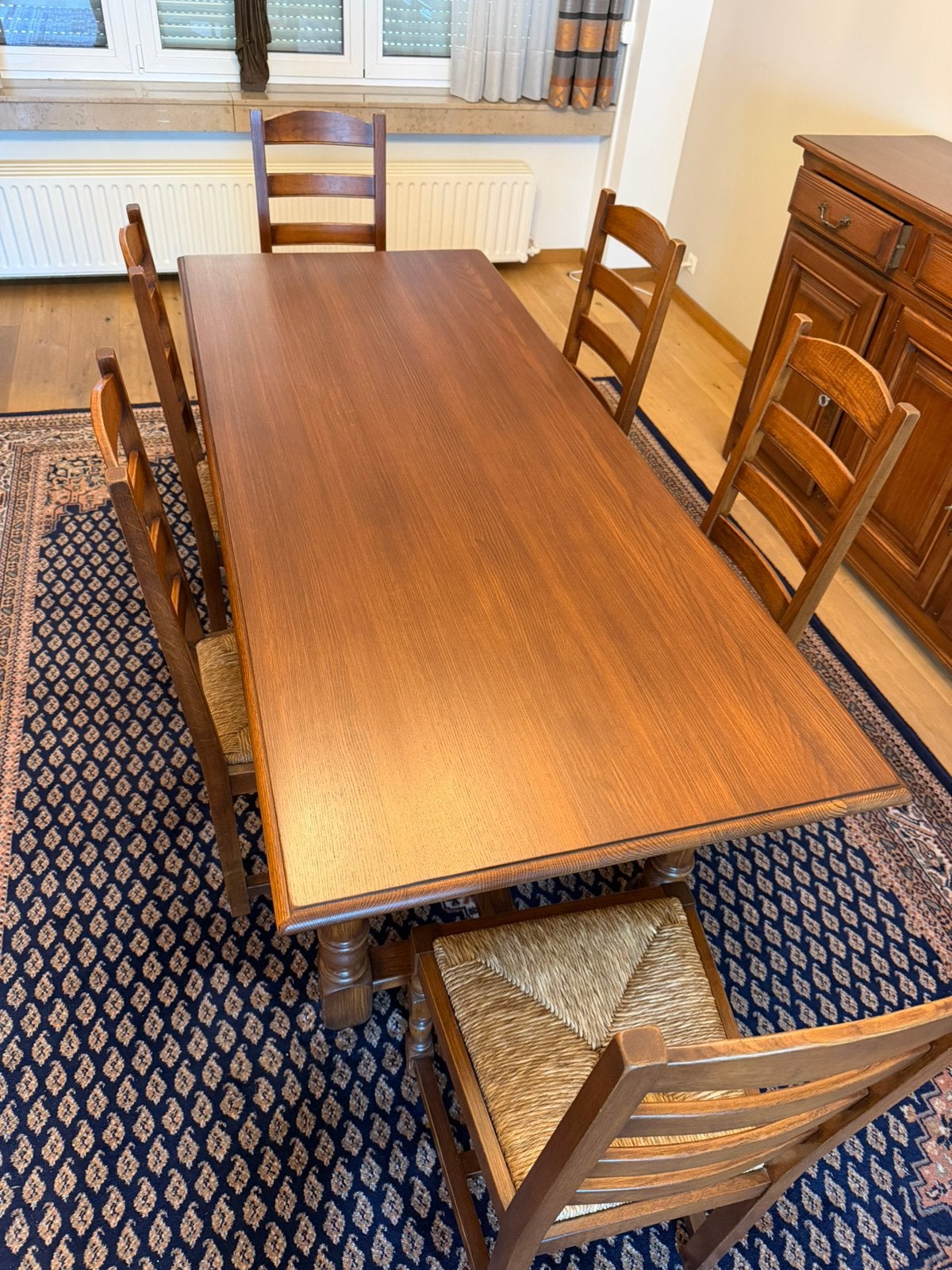 Table + 6 chaises, Enlèvement, Utilisé, 4 à 6 chaises
