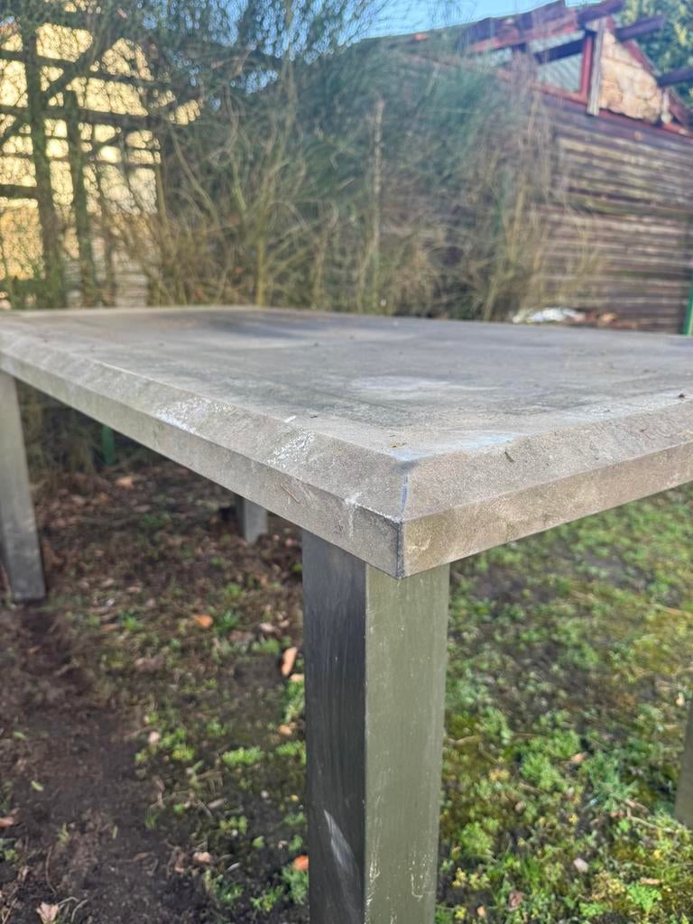 Buitentafel arduin, Tuin en Terras, Tuintafels, Ophalen, Zo goed als nieuw, Rechthoekig, Metaal
