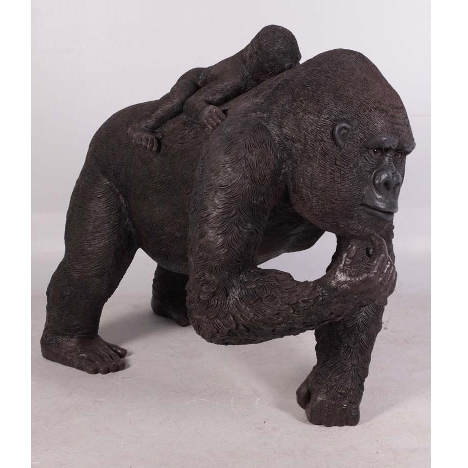 Statue de singe 98 cm - Singe-gorille avec son petit, Collections, Collections Animaux, Enlèvement, Neuf