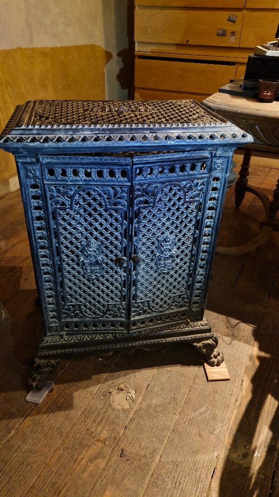 Poêle à bois/charbon décoratif en fonte émaillée ajourée, Maison & Meubles, Enlèvement, Utilisé, Bois, Autoportant