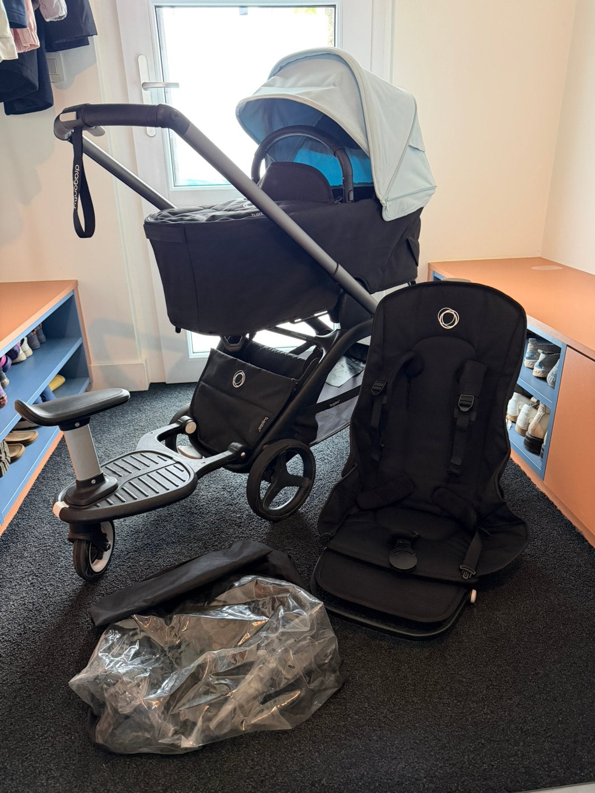 Bugaboo Dragonfly + regenhoes + meerijdt plankje, Kinderen en Baby's, Kinderwagens en Combinaties, Gebruikt, Bugaboo, Met reiswieg