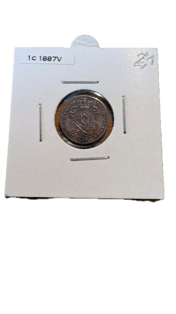 LEOPOLD II: 1 cent 1887V (1), Postzegels en Munten, Ophalen of Verzenden