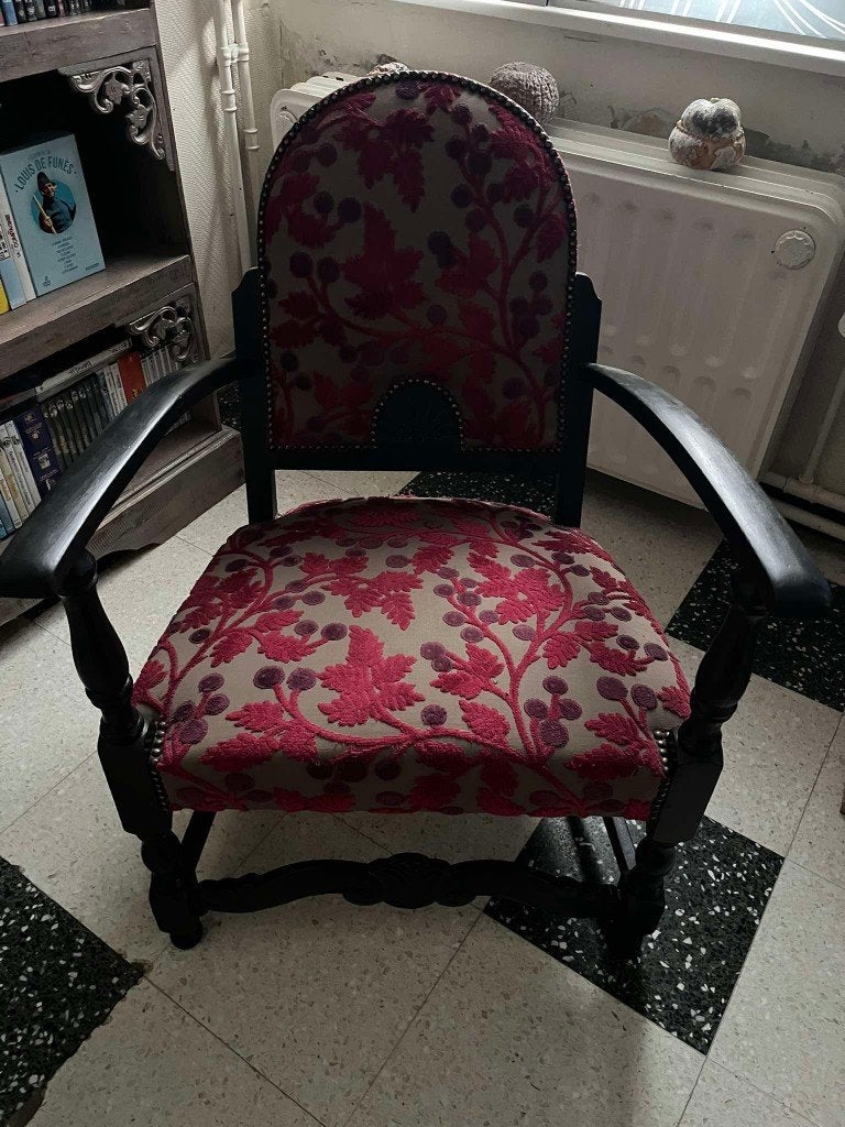 Fauteuil ancien remis à neuf, 75 à 100 cm, Ancien, Bois, Comme neuf