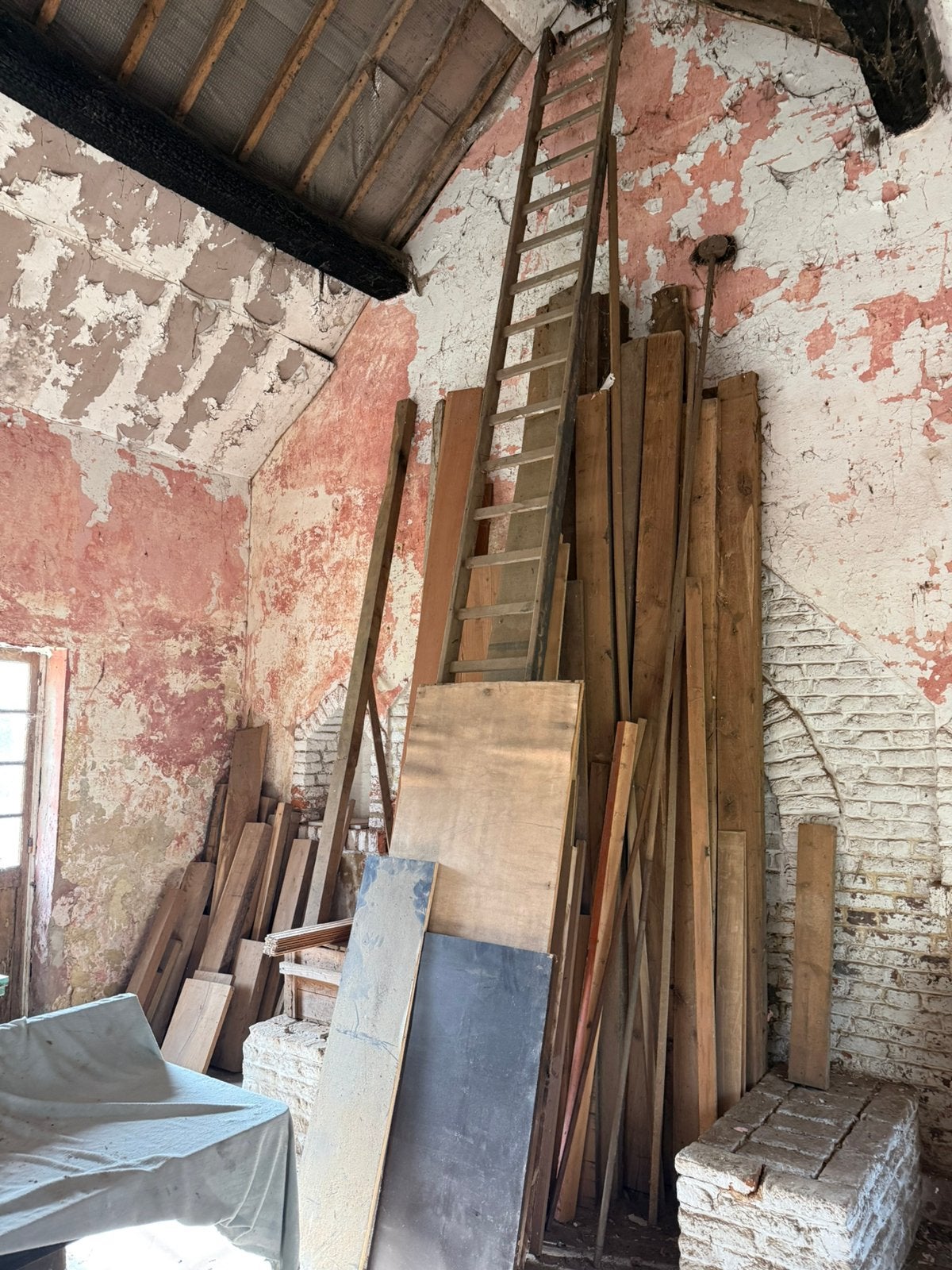 Lot de planches, traverses en chêne et poutre en chêne, Tuin en Terras, Palen, Balken en Planken, Zo goed als nieuw, Planken, Ophalen