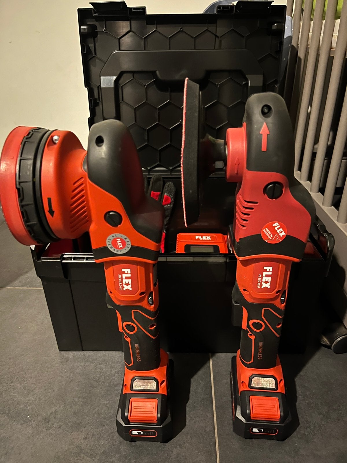 2 Flex polijstmachines 3 accu’s en een snellader, Ophalen, Zo goed als nieuw